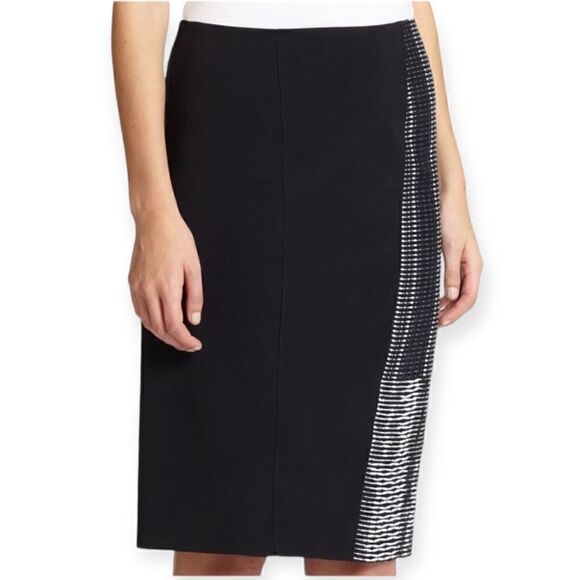 TAHARI Navy & Black Textured Panel Kim Pencil Skirt Sz 6 - Picture 1 of 12